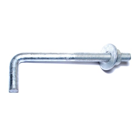 Midwest Fastener L-Hook, 5/8"-11, 8" L, Steel Hot Dipped Galvanized, 10 PK 09410